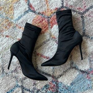 TONY BIANCO Davis Satin Sock Boot in Black - 8